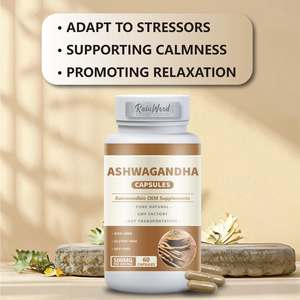 Capsules <span class=keywords><strong>d</strong></span>'Ashwagandha Rainwood, extrait <span class=keywords><strong>d</strong></span>'Ashwagandha biologique, capsules de complément alimentaire, étiquette privée, 500 mg de capsules de racine <span class=keywords><strong>d</strong></span>'Ashwagandha, OEM - Product Image 2