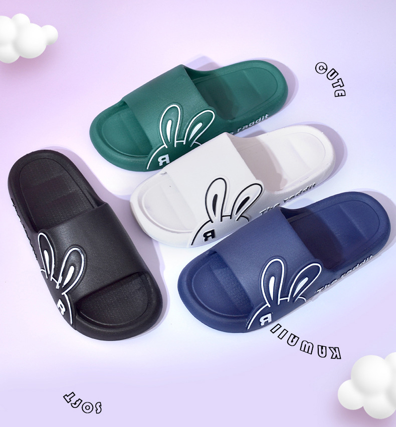 2023 Rubber Slippers Women Summer Bathroom Non-slip Couple Plastic Soft Thick Sole Slides
