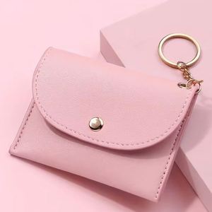 Custom Fashion Pu Leather Waterproof Portable Daily Use Short Purse Keychain Button Closure <b>Mini</b> Coin <b>Bag</b> Credit Card Pouch - Product Image 1