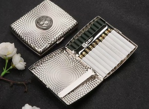 Estuche Metálico Portátil para Cigarrillos, Capacidad para 20 Cigarrillos <span class=keywords><strong>King</strong></span> Size, Diseño Giratorio con Mantra de Seis Palabras, con Clip, Resistente a Golpes y a la Humedad - Product Image 5