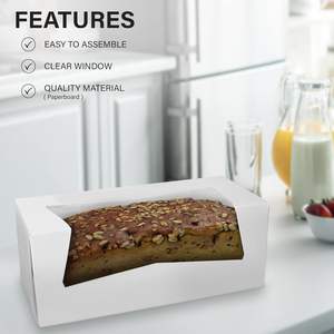 Boîtes à pâtisserie blanches à ouverture automatique avec fenêtre, conteneur long pour cupcakes, fraises, beignets et gâteaux roulés 9" x 4" x 3.5" - Product Image 4