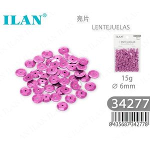 Paillettes Ilan 6mm Rosa 15g Per Artigianato e Decorazione - Product Image 1