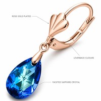 Boucles d'oreilles pendantes JinSpark de luxe en cristal et strass facettés en forme de goutte d'eau pour femme, en laiton plaqué or rose/or blanc