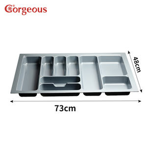 Schubladenorganizer Besteckkasten Ausziehbarer Besteckkasten Grau Küche Kunststoff Verschiedene PVC-Kartons Einzeln Grau Quadratisch Modern - Product Image 3