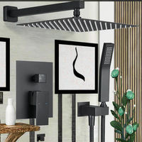 Ensemble de robinetterie de douche murale moderne en laiton noir et céramique, avec douchette à jet doux, pour appartement et hôtel