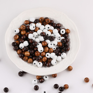 Wood <b>Beads</b> 10mm Round White Light Brown Dark Brown <b>Loose</b> <b>Beads</b> For Jewelry Making DIY Accessories - Product Image 4