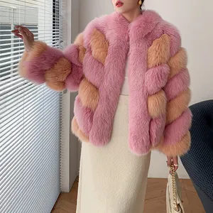 Custom Women Multi-color Winter Long Sleeve Faux Fur Coat Warm Parka Outwear Open Front Jacket