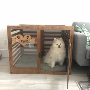 JUNJI Modern Dog House Wooden Pet House Dog Bed Crate double dog crate