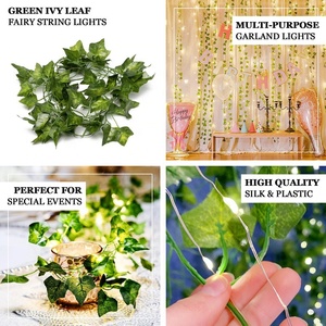 Trang trí hoa Vòng hoa và cây lá LED <span class=keywords><strong>String</strong></span> ánh sáng cổ tích màu xanh lá cây nhân tạo để lại vòng hoa giáng sinh trang trí đám cưới đèn - Product Image 3