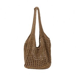 Bolso de Playa de Verano Tejido Calado Estilo Bohemio, Bolso de Hombro Tipo Tote para Mujer con Flores - Product Image 6