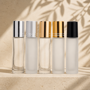 Botella portátil de viaje de 10 ml para perfume, tamaño bolsillo, botella vacía de vidrio esmerilado con rodillo para aceites esenciales, para aromaterapia. - Product Image 1