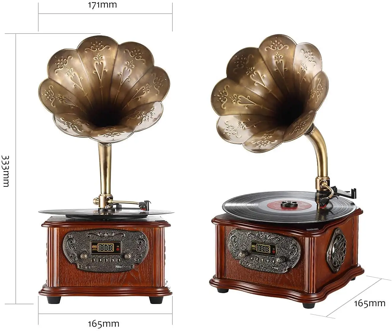 European High-End Antique Gramophone Turntable Wireless CD Solid Wooden Vintage Vinyl Record Player Bluetooth Mini Aux Home