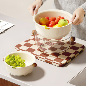 Double Layer Round Kitchen Drain Basket Food Grade PP Sink Vegetable Washing Basket For Fruits And Vegetables - Product Image 3