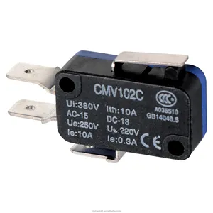 CNTD高品质黑色和蓝色微型快动微动开关0.05毫米 ~ 1m/s CMV102C 10A 380V低于85% RH
