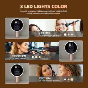 Venta al por mayor 3 modos de colores Control de sensor táctil redondo Led AR <span class=keywords><strong>maquillaje</strong></span> <span class=keywords><strong>virtual</strong></span> con luz AI análisis de la piel inteligente LED espejo de vanidad - Product Image 5