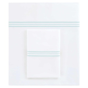 Ensemble de literie moderne 100% coton avec broderie de rayures personnalisée, housse de couette et drap-housse, taille Queen/King, uni, 300tc, <span class=keywords><strong>OME</strong></span>/ODM - Product Image 1
