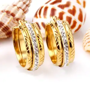 Fashion Big Cross Grain Hoop Earrings Gold Color Fashion Jewelry Trendy Basketball Wives Circle Round Earrings For Women