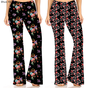 <strong>Women</strong> Sweet Cottagecore Floral Flare Pants High Waist Bell Bottom Leggings Dainty Pink Flower Pattern Yoga <strong>Trousers</strong> Lounge - Product Image 1