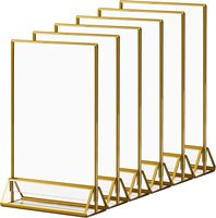 Porte-affiche en acrylique, bordure dorée 4x6, cadres photo clairs, support Vertical, Double face, support de Menu, affichage pour Table de mariage