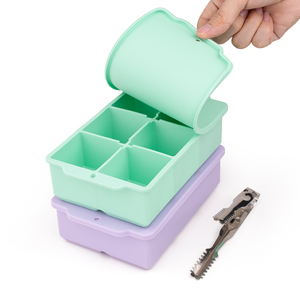 Bac à glaçons géant en silicone à 6 cavités avec couvercle, empilable, vente en gros directe usine - Product Image 2