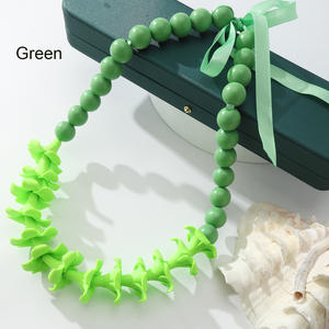 Gioielli Hawaiani all'Ingrosso, <span class=keywords><strong>Collane</strong></span> Artigianali con <span class=keywords><strong>Perline</strong></span> in <span class=keywords><strong>Legno</strong></span> e Ciondoli Floreali in Argilla Colorata, Gioielli in Stile Spiaggia Tropicale - Product Image 5