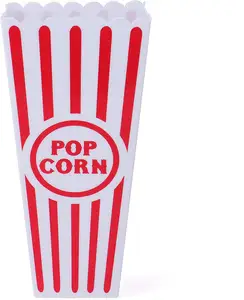 Wadah Cangkir Plastik Popcorn, Logo Terkesan Dapat Digunakan Kembali Logo Bergaris Merah Putih Persegi 32 OZ