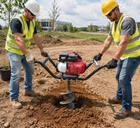 Tarière thermique industrielle légère 144F à 4 temps, double opérateur, pour le forage de trous de poteaux et l'ensemencement d'arbres fruitiers