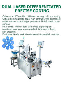 Machine de gravure laser double pour marquage extérieur QR et numéro de série interne sur flacons, avec contrôle visuel en ligne et élimination des bouchons non conformes - Product Image 6