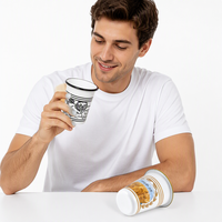 Mug à café en céramique cylindrique avec bord en métal peint à la main, 750 ml, pour cadeau, maison, bureau