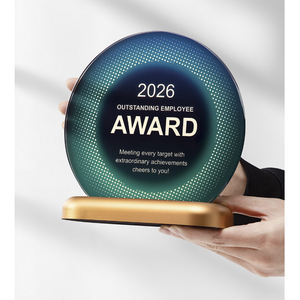 Trofeo in Cristallo Rotondo DEMO, Premio per Cerimonie di Arte/Donazioni Benefiche, Artigianato in Cristallo Fatto a Mano di Alta Gamma - Product Image 1