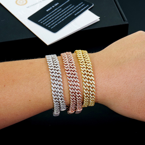 Bracelet gourmette cubaine en argent sterling 925 plaqué or, serti de diamants Moissanite GRA 6mm VVS, style Hip Hop, pour hommes, vente en gros - Product Image 3