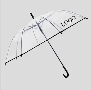Parapluie Transparent Clair 8k Pvc Coupe-Vent Long Manche Couleur Parapluie Couverture De Pluie Soleil Transparent Clair