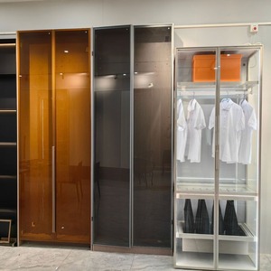Global Bestseller Light Luxury Minimalist Custom Wardrobe Door Glass Door Aluminum Alloy <b>Frame</b> Toughened Glass Bedroom Interior - Product Image 3
