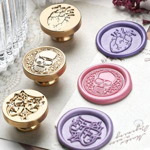 Têtes de sceau de cire Suidis Dark Series en cuivre, motif crâne fantaisie d'Halloween, fournitures artisanales faites à la main - Product Image 2