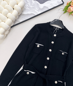 Cardigan chic en tricot boutonné, pull à nouer à la taille avec détail poche, haut à manches longues doux et chaud pour femme, vêtement d'extérieur polyvalent - Product Image 3