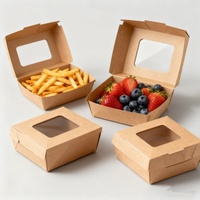 Boîte d'aliments à emporter pour salade à fenêtre transparente en papier kraft biodégradable recyclable écologique personnalisé pour emballage de fast-food aux fruits