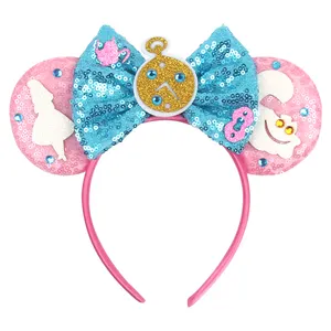 New Girls Princess Headband Mouse Ears Sequin Bow Adult Amusement Park Cosplay accessori per capelli