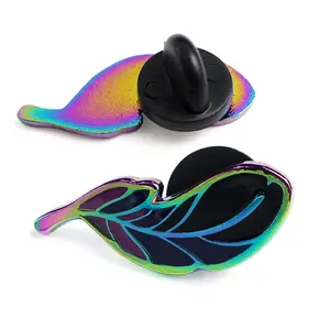 oem custom fashion metal bird rainbow plated logo badges soft enamel hat pin feather