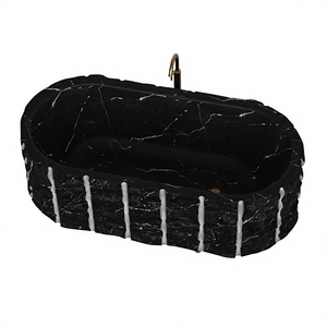 Baignoire autoportante en marbre naturel fini à la main, veines organiques, pour une salle de bain élégante, luxe intemporel, marque OEM - Product Image 1