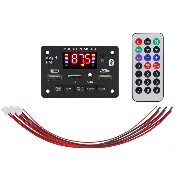 DC 12V 6W Amplifier MP3 Decoder Board 2*3W 5.0 Music Player USB Module FM AUX Radio Handsfree Wireless Voice Recorder