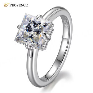 Anillos de Joyería Fina de Plata 925 con Diamante de Laboratorio VVS con Corte Princesa de Lujo, Diseño Original, Anillos de Compromiso para Mujer, Regalo de Aniversario - Product Image 1