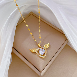 Nouveau Cupidon <span class=keywords><strong>Ange</strong></span> Ailes Amour Collier Femmes Moving Petites Ailes Gland Pendentif Collier Chaîne - Product Image 3