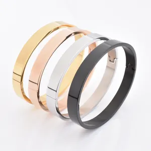 6Mm 8Mm Chiều Rộng Thép Không Gỉ Cuff Trống Bangle Vàng Tăng Vàng Đen Bạc Bangle Vòng Đeo Tay