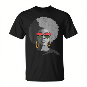 T-Shirt Unisex con Stampa Digitale 'Black Queen Afro Melanin Face Dripping Juneteenth', Collo Tondo, Manica Corta, per Adulti - Product Image 3