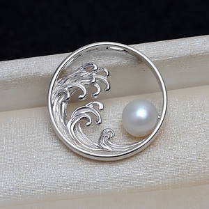 Pendentif en argent S925, vague, 8-10 perles ondulées, plateau vide, accessoires de bijoux DIY pour femmes, composants de bijoux semi-finis - Product Image 4