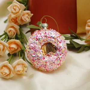 Custom Size Pure Handgeschilderde Donut Frietjes Pizza Hamburger Cake Croissant Glas Kerstboom Hanger