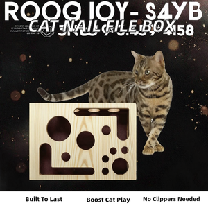 Boîte d'enrichissement et de grattage pour chat en bois, alternative aux coupe-ongles et aux meuleuses, emballage carton en papier de verre pour chats d'intérieur - Product Image 2