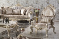 Fauteuil de salon élégant et luxueux, 100% sculpté à la main, design classique