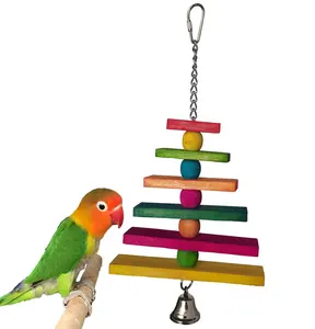 Brinquedos de madeira para crianças, colorido, pássaro, africano, cinza, parrotas, gaiola, mastigação, brinquedo