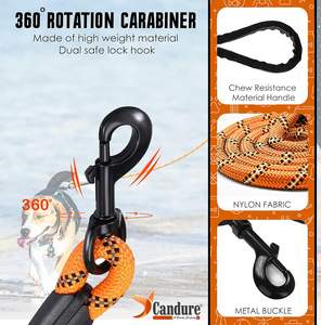 50FT Nylon Hunde leine Solides Muster mit gepolstertem Griff Band Dekoration Check <span class=keywords><strong>Cord</strong></span> Drehbarer abschließbarer Haken zum Gehen - Product Image 4